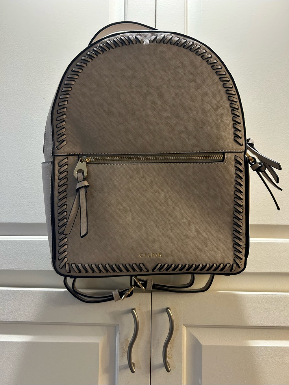 Calpak Taupe Backpack with Black Trim